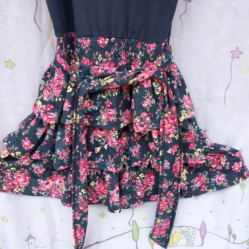 Vestido sin mangas con falda floral para niña - 3