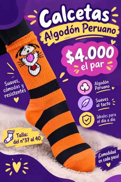 Calcetas de Algodón Peruano con Diseño Animado - miniatura 1