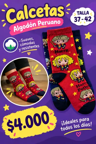 Calcetas de Algodón Peruano con Diseño Animado - miniatura 2