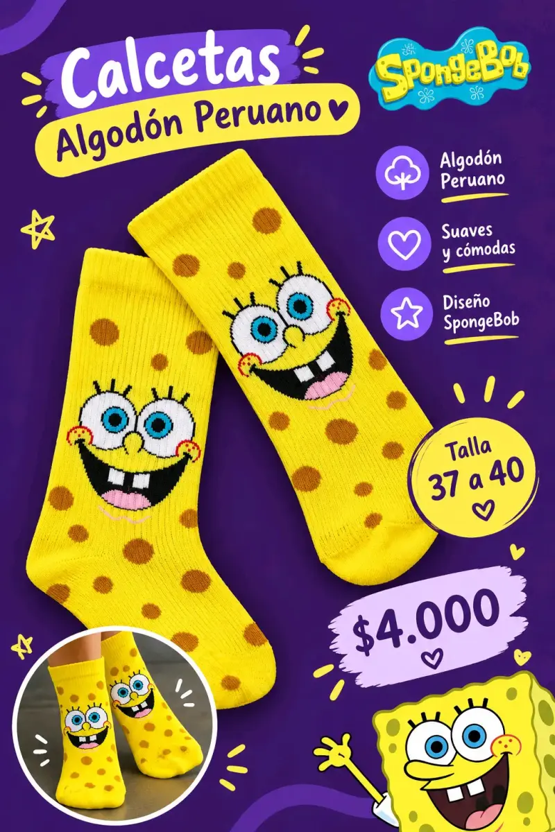 Calcetas de Algodón Peruano con Diseño Animado - 3