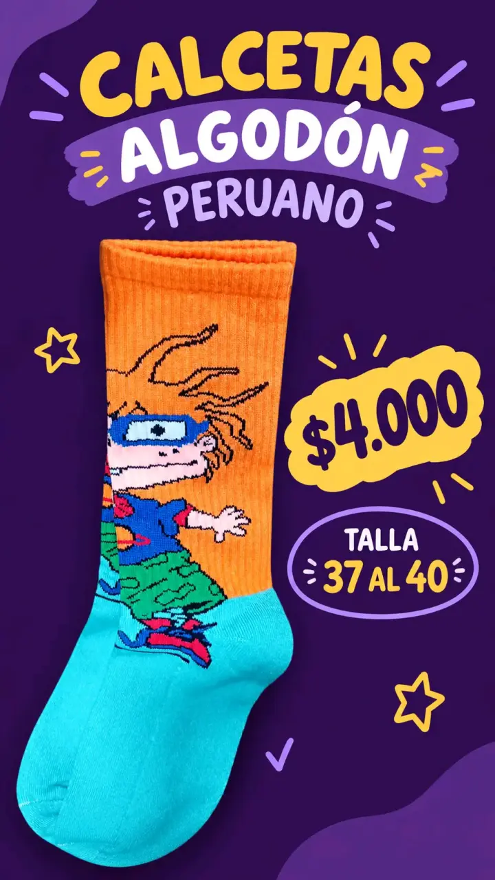 Calcetas de Algodón Peruano con Diseño Animado - 4