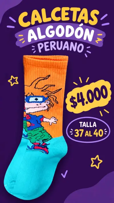Calcetas de Algodón Peruano con Diseño Animado - miniatura 4