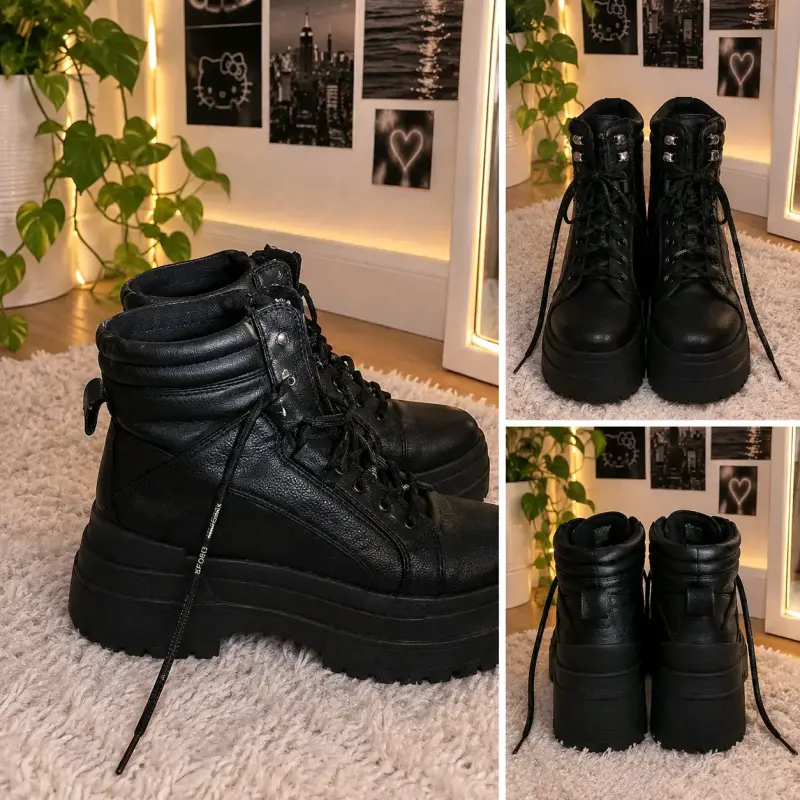 Botas negras de plataforma para mujer