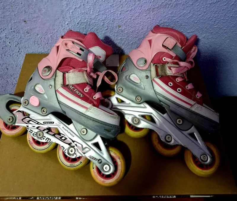 Patines en Línea Rosados para niños con bolsa - 4