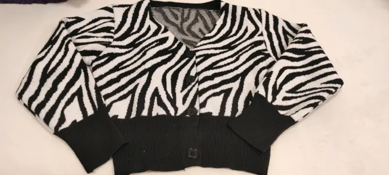 Cardigan de punto con diseño de cebra - 1