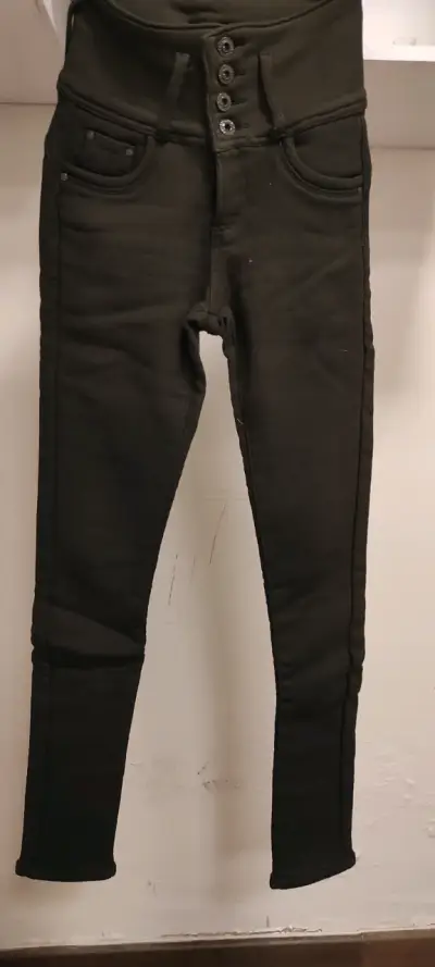 Pantalón tiro alto verde petróleo ,con polar - miniatura 1