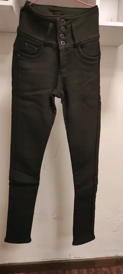 Pantalón tiro alto verde petróleo ,con polar - miniatura 5