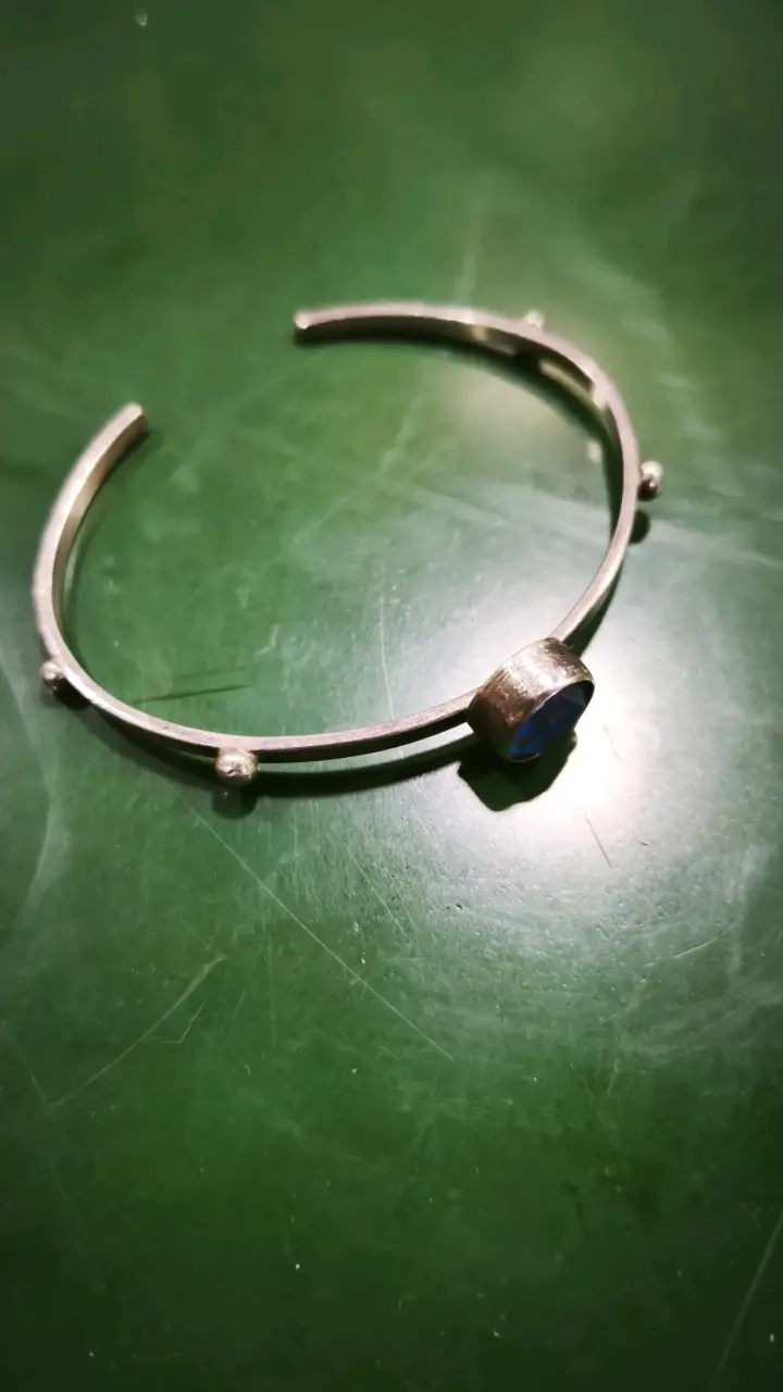 Pulsera Artesanal de plata con piedra azul - 3
