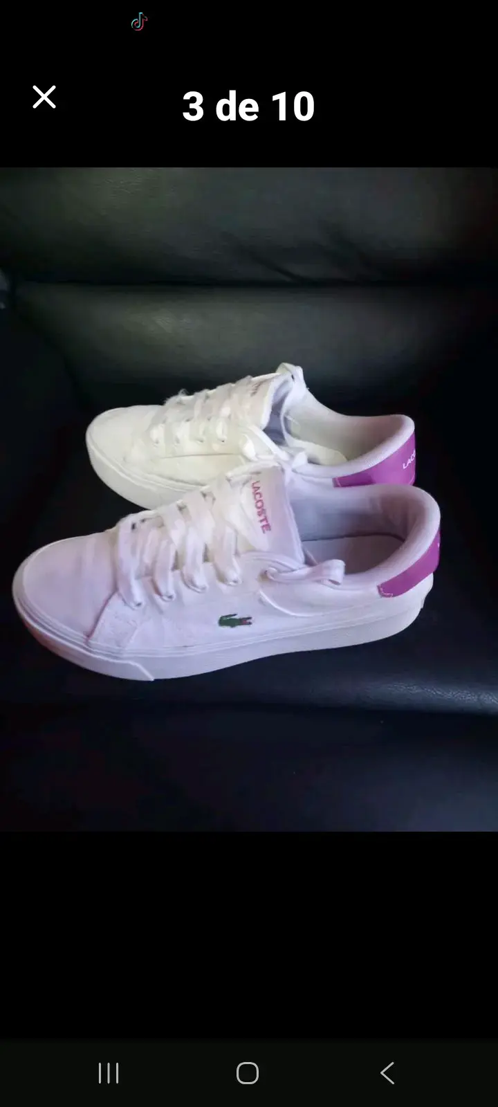 Zapatillas blancas Lacoste con detalles morados - 3