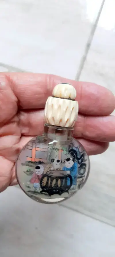 Botellita Rape año 1900 Pintada Interior Antigueda - miniatura 3