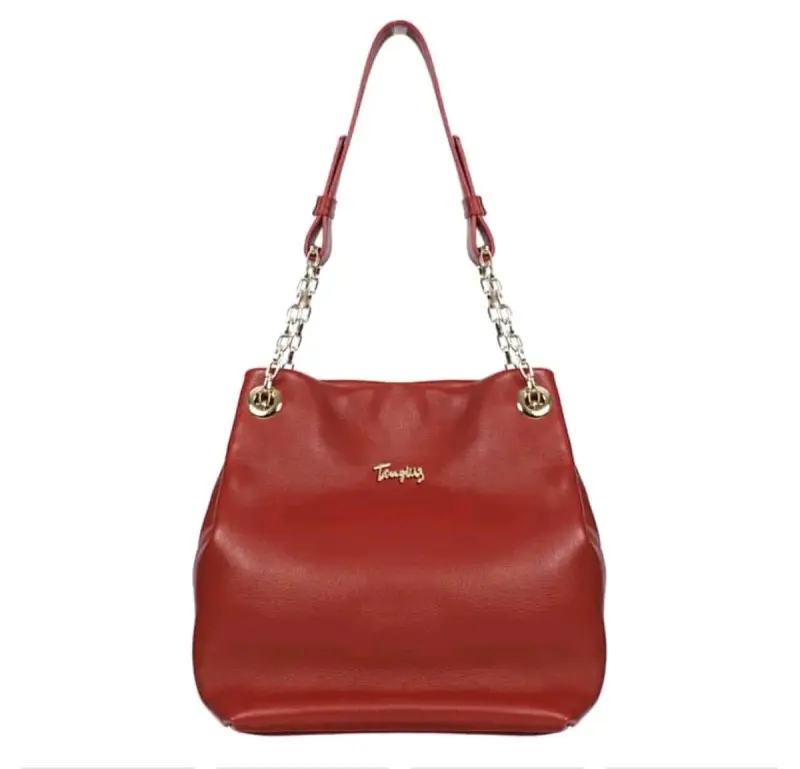 Bolso de cuero rojo con cadena Tanys - 2