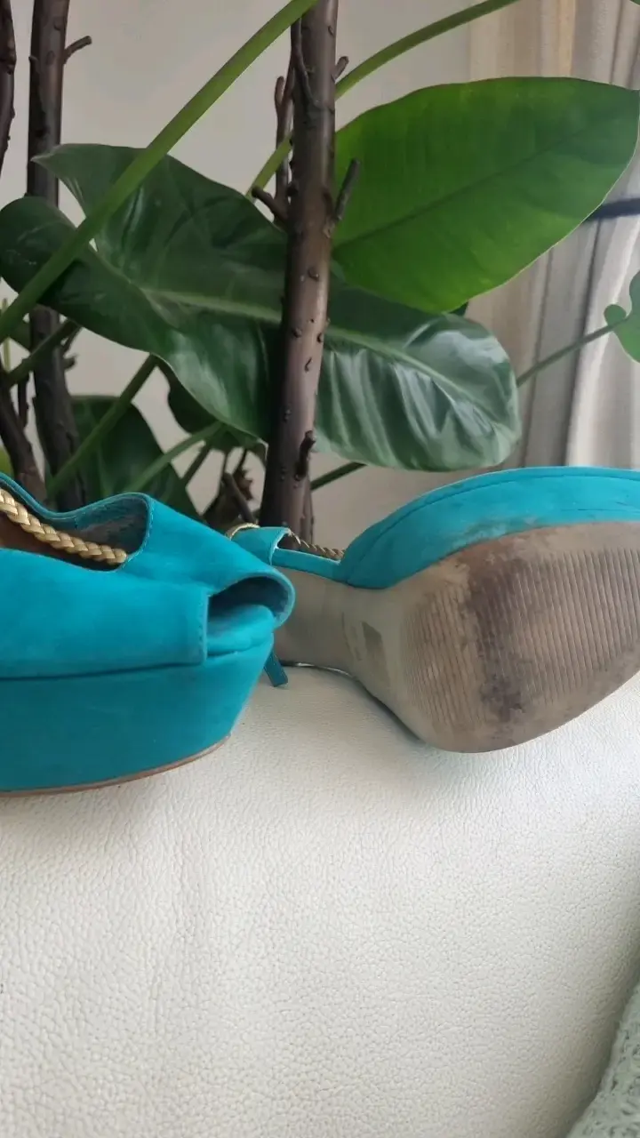 Tacones altos turquesa con plataforma - 5