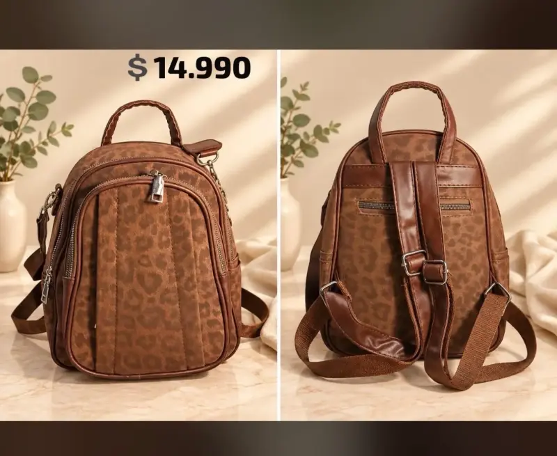 Mochila pequeña con estampado animal print - 3