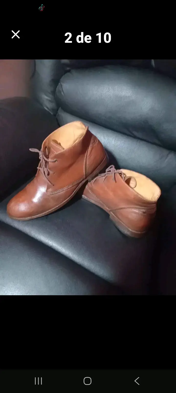 Botines de cuero marrón para hombre en buen estado - 2