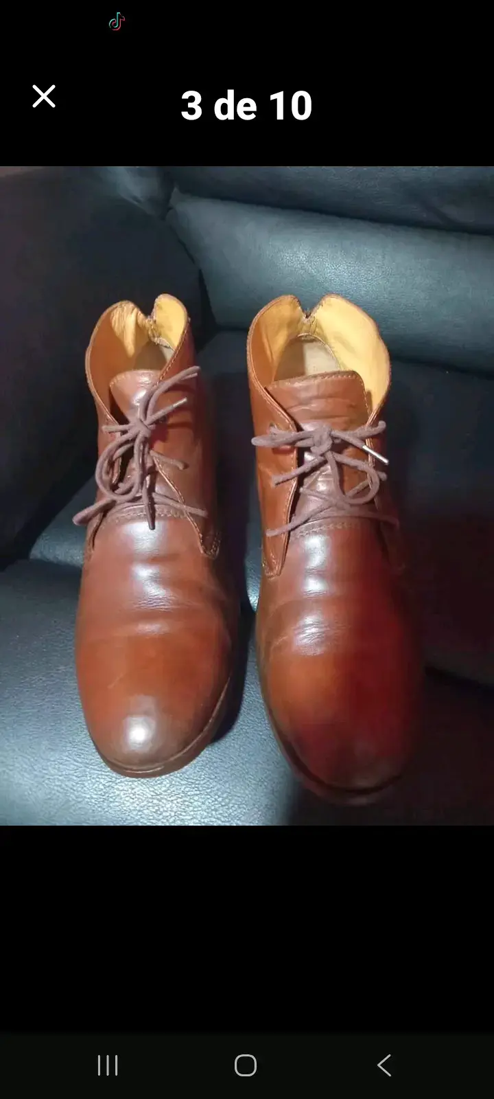 Botines de cuero marrón para hombre en buen estado - 3