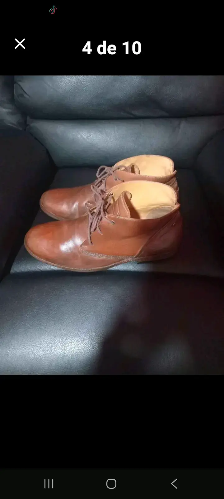 Botines de cuero marrón para hombre en buen estado - 4