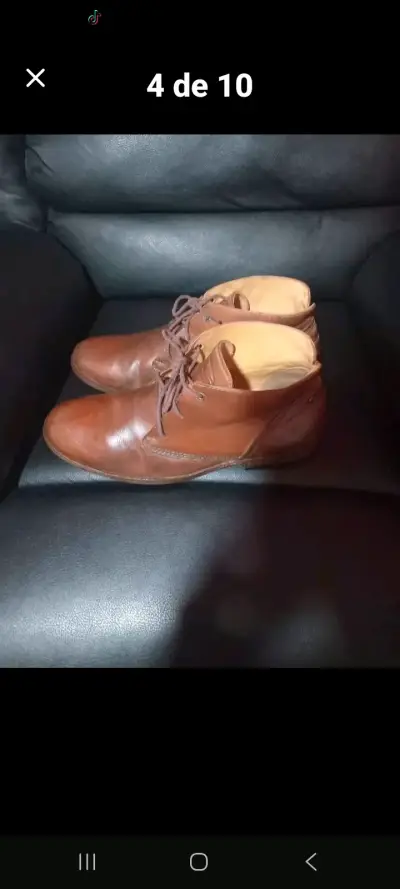 Botines de cuero marrón para hombre en buen estado - miniatura 4