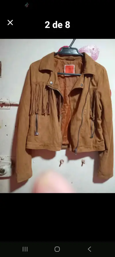 Chaqueta de gamuza con flecos marrón - miniatura 1