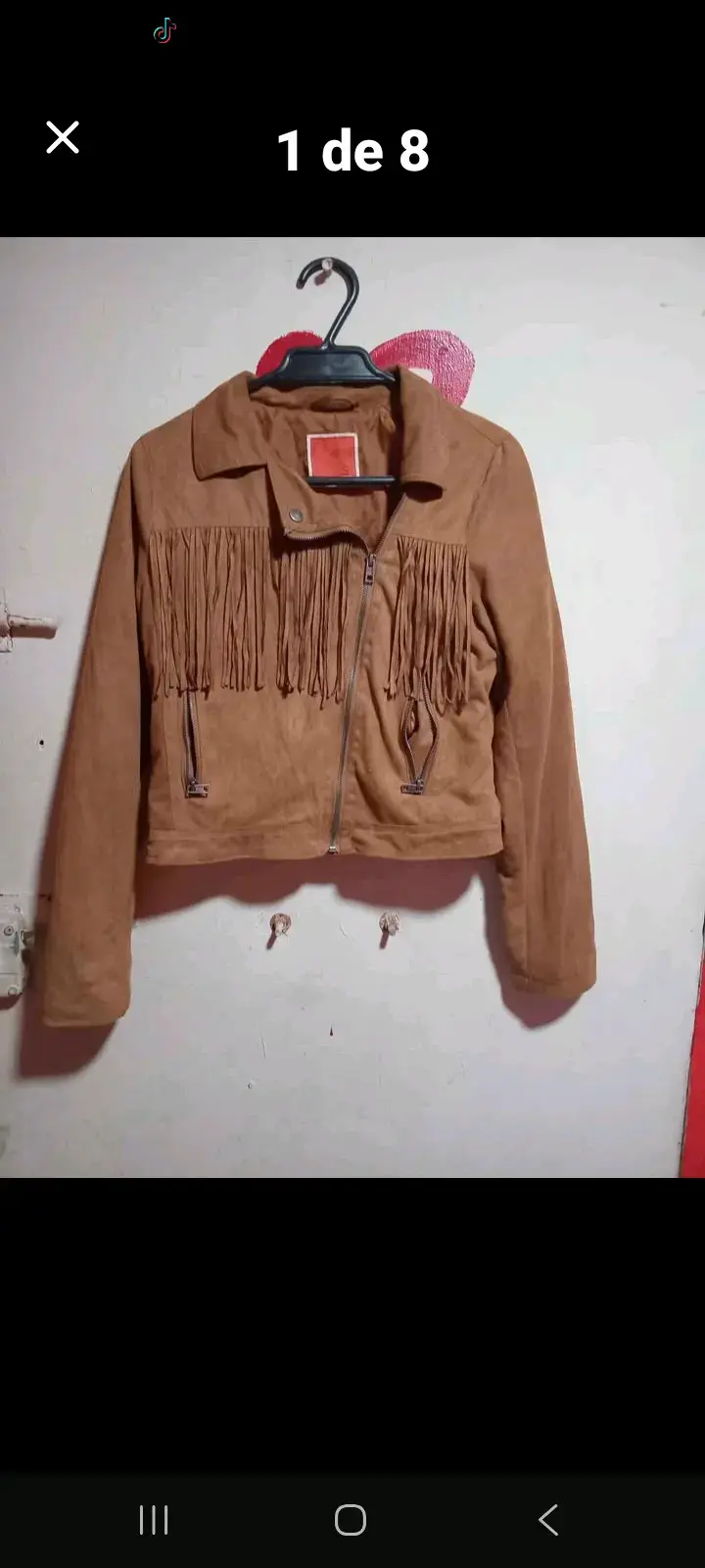 Chaqueta de gamuza con flecos marrón - 2