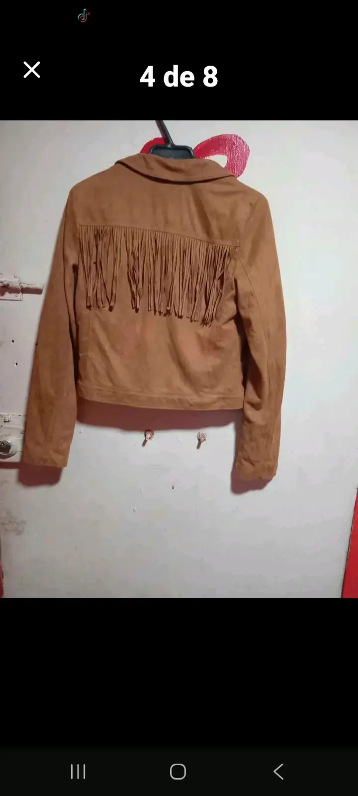 Chaqueta de gamuza con flecos marrón - 4