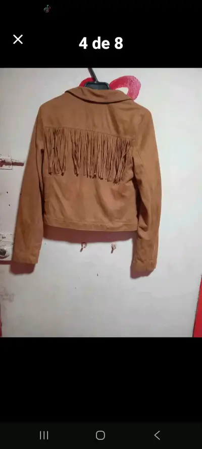 Chaqueta de gamuza con flecos marrón - miniatura 4