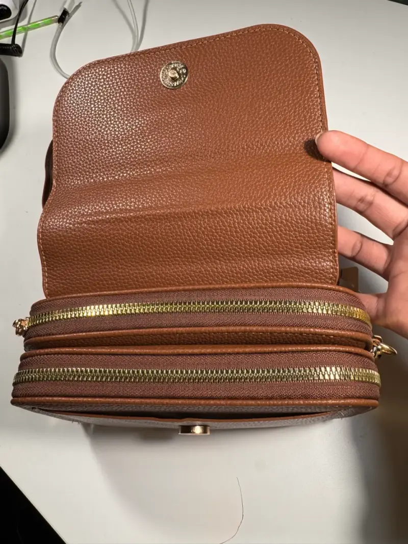 Cartera bandolera monedero negro con doble cierre - 2