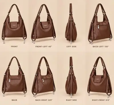 Bolso de cuero marrón con cadena decorativa - miniatura 2