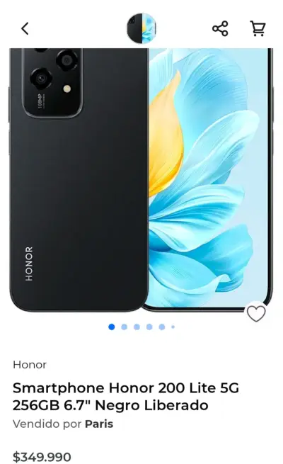 Smartphone Honor 200 Lite 5G 256GB Negro - miniatura 3