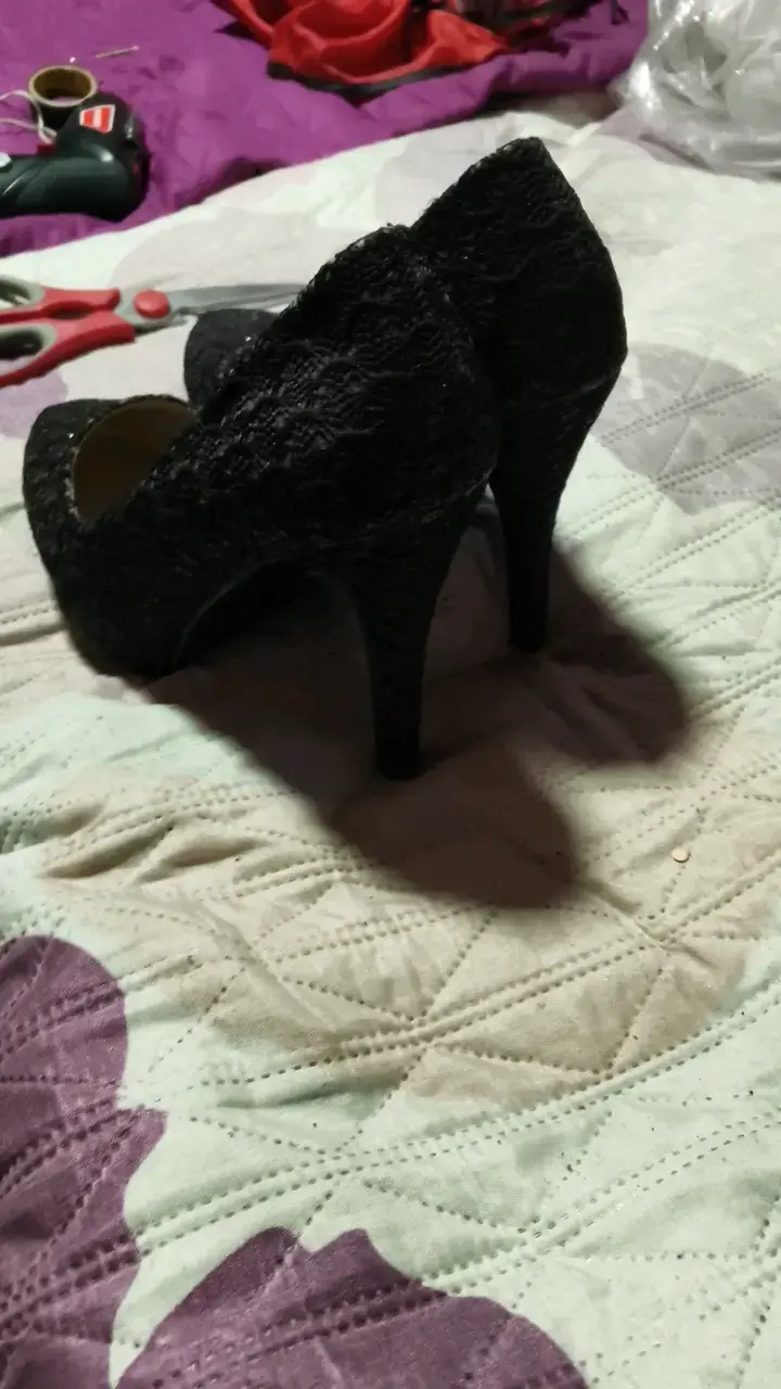 Zapatos de Tacón Alto Negros con Encaje - 3