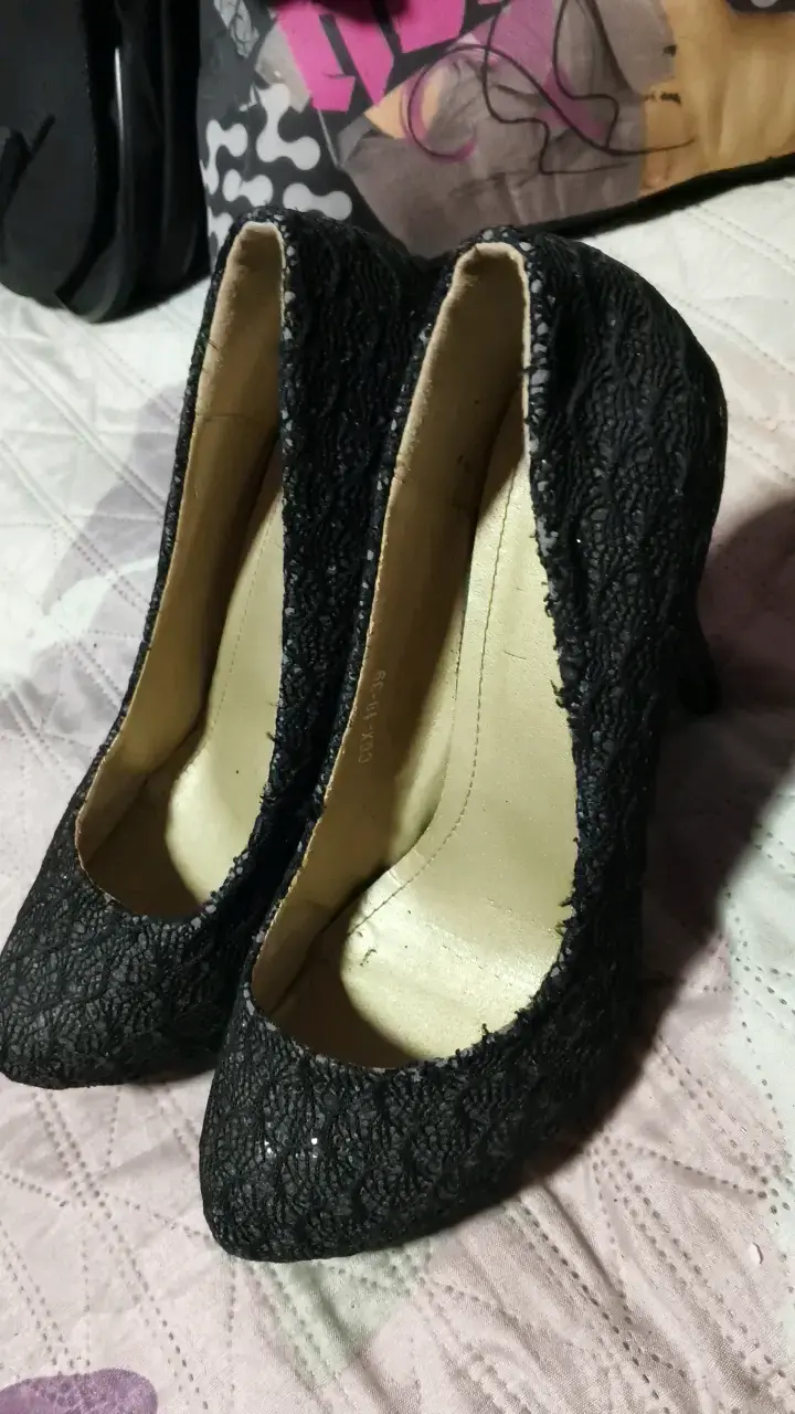 Zapatos de Tacón Alto Negros con Encaje - 4