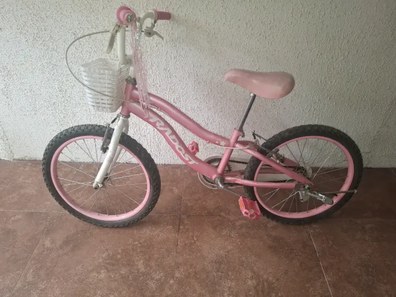 Bicicleta infantil rosa con canasto - 1