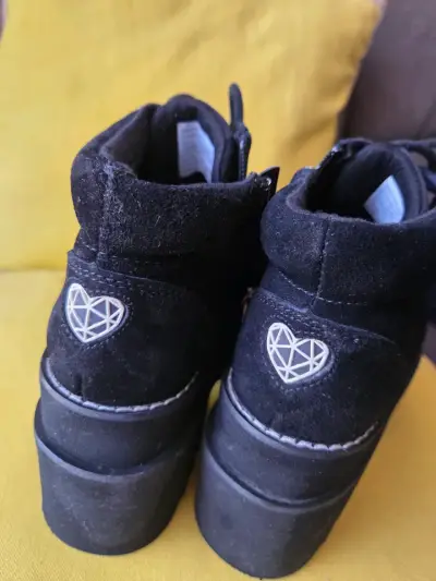 Botines de plataforma negros con cordones y cierre lateral - miniatura 3
