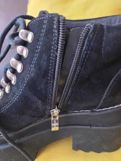 Botines de plataforma negros con cordones y cierre lateral - miniatura 4