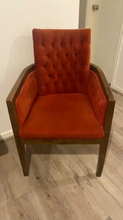 Juego de sala vintage en terciopelo rojo - miniatura 3
