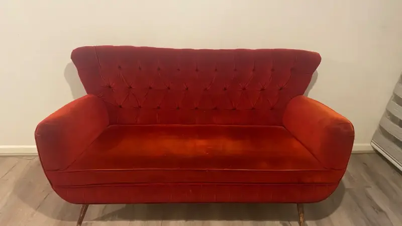 Juego de sala vintage en terciopelo rojo - 4