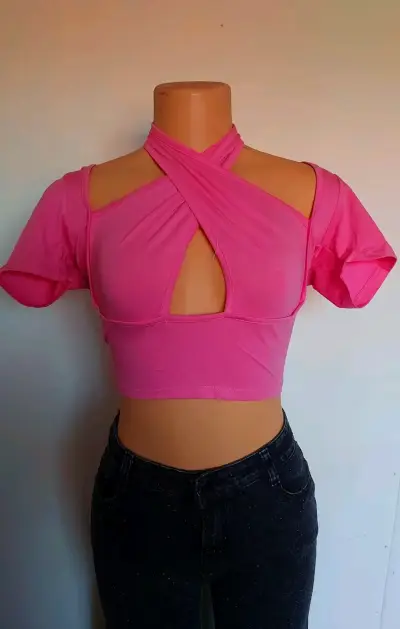Top corto cruzado para mujer en varios colores - miniatura 3
