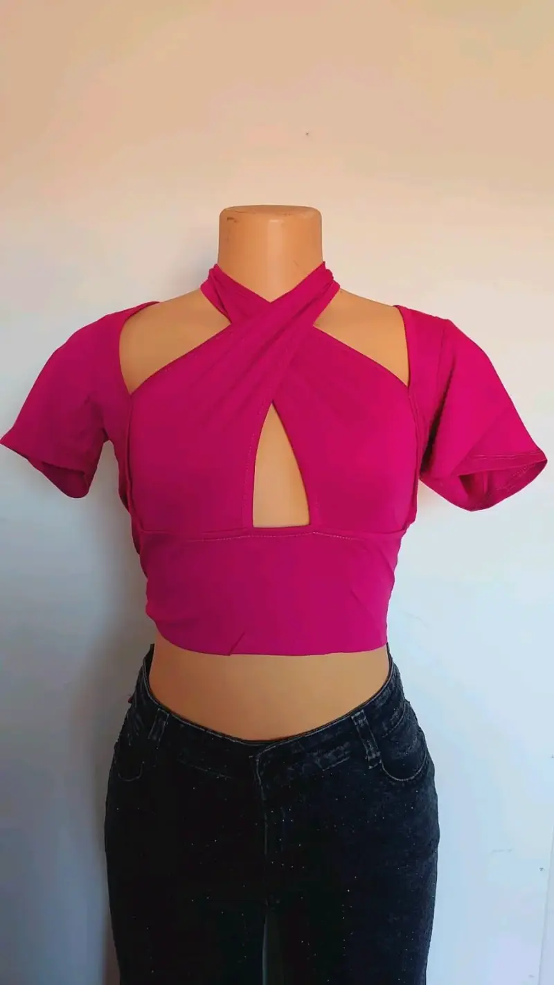 Top corto cruzado para mujer en varios colores - 5