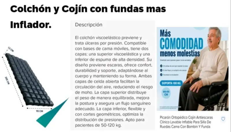 Colchón y cojín antiescaras con funda - 2
