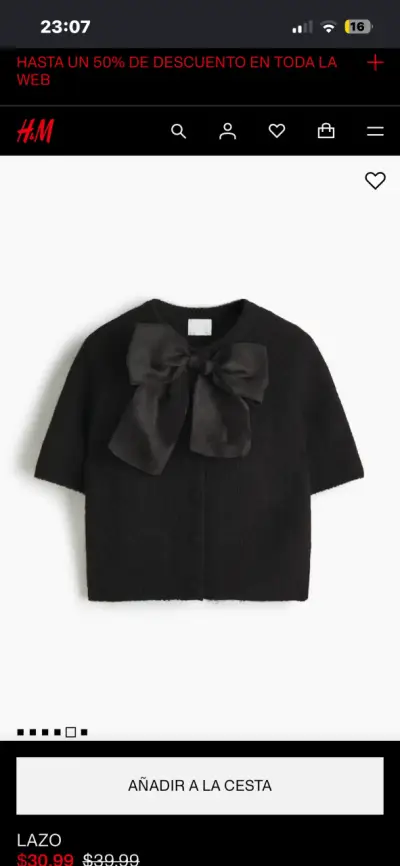 Cárdigan Negro con Lazo H&M - miniatura 1