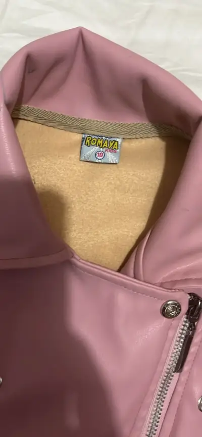 Chaqueta de cuero sintético rosa para mujer - miniatura 2