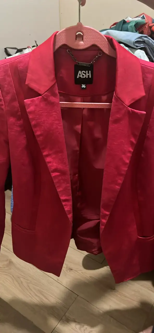 Chaqueta de cuero sintético rosa para mujer - 6