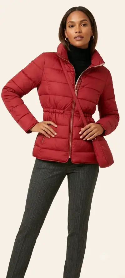 Chaqueta acolchada roja para mujer - miniatura 1