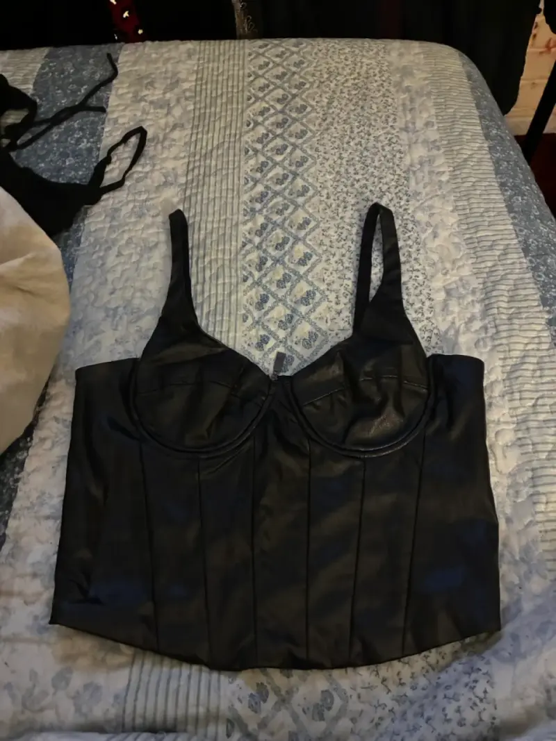 Top corset negro de cuero sintético mossimo - 2