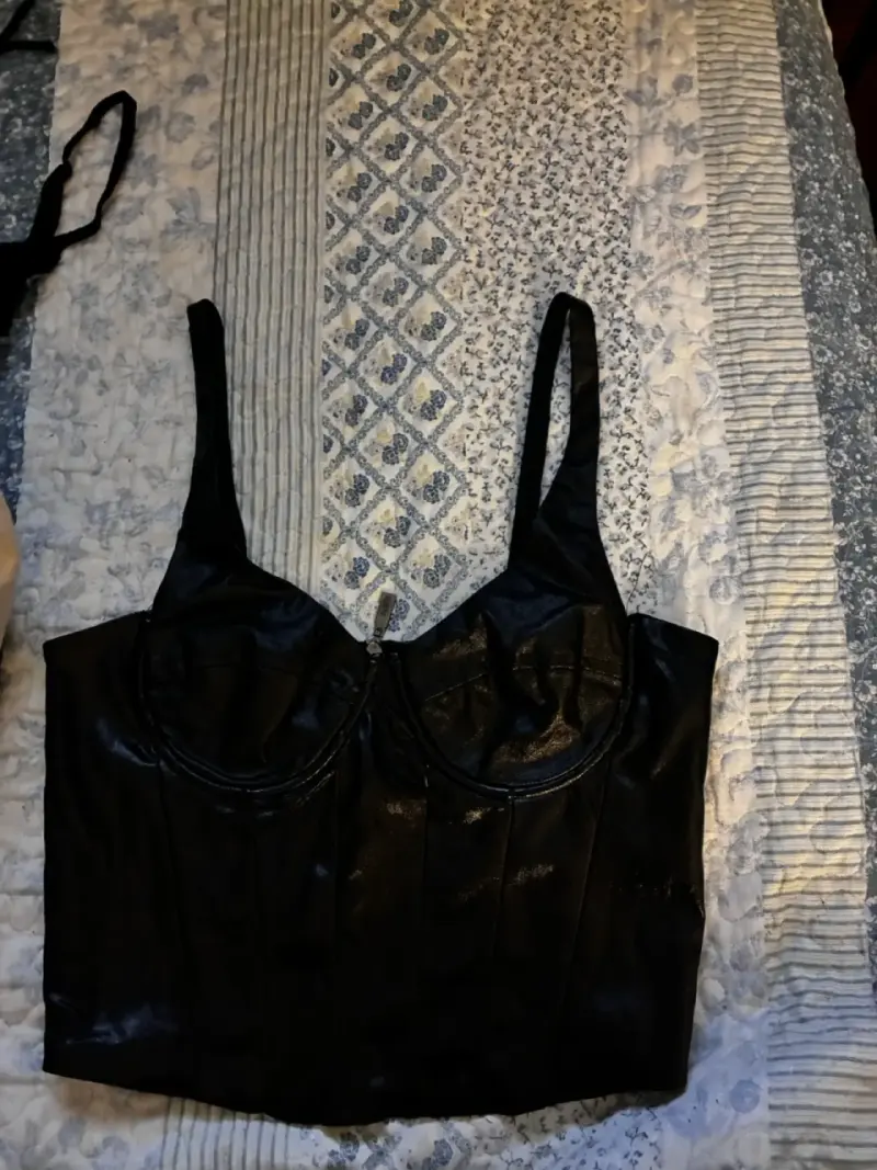 Top corset negro de cuero sintético mossimo - 3