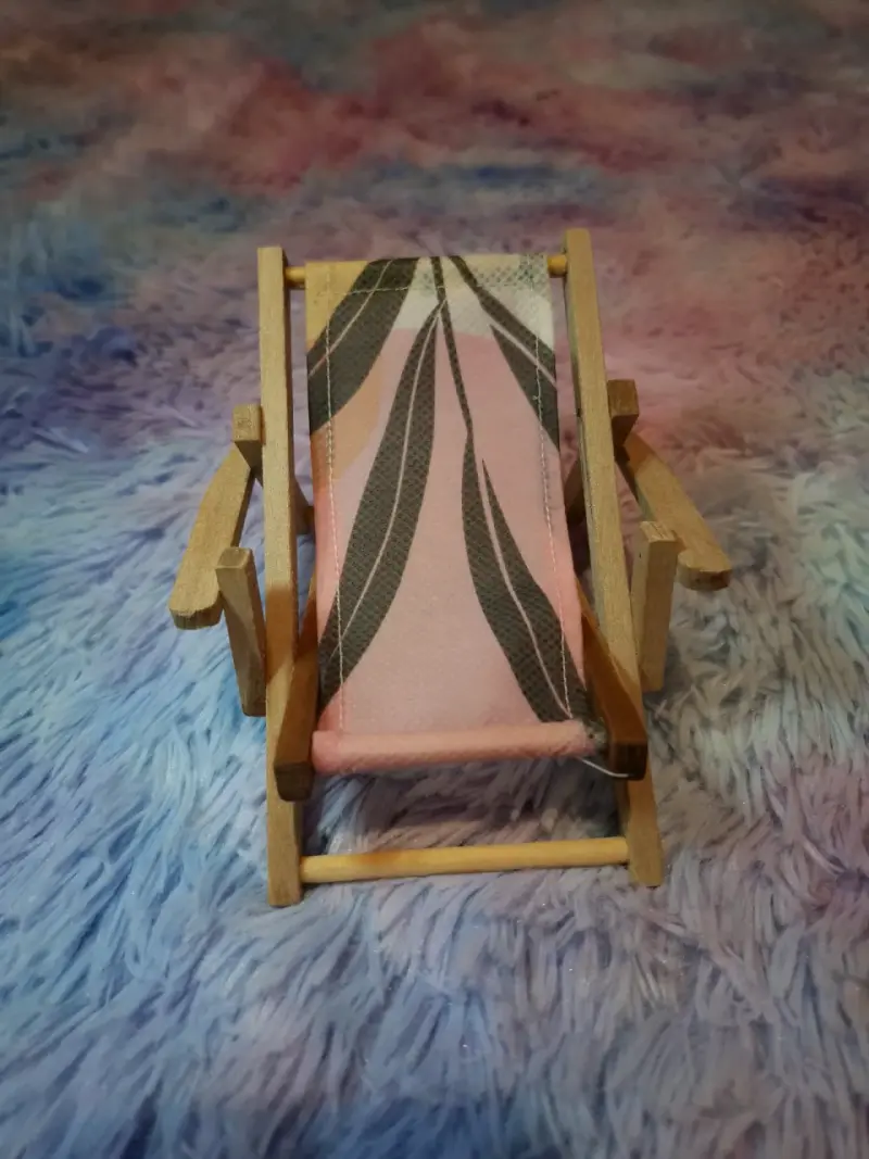 Mini silla de playa plegable de madera y tela - 4