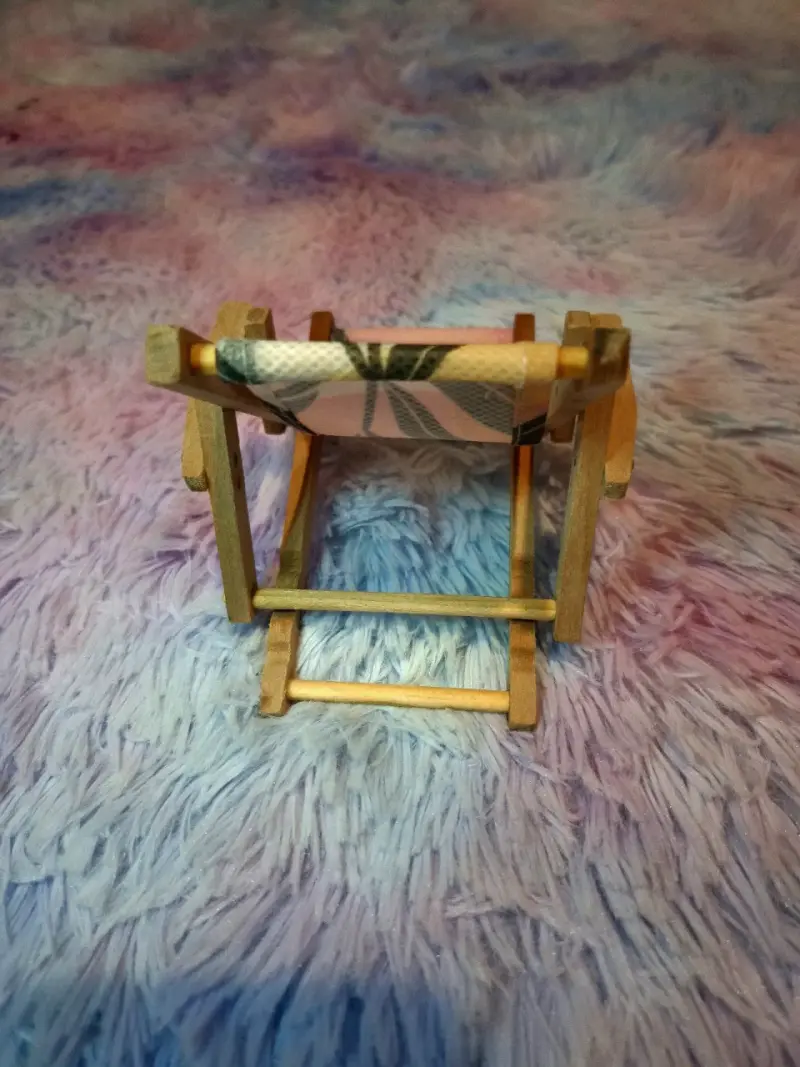 Mini silla de playa plegable de madera y tela - 5