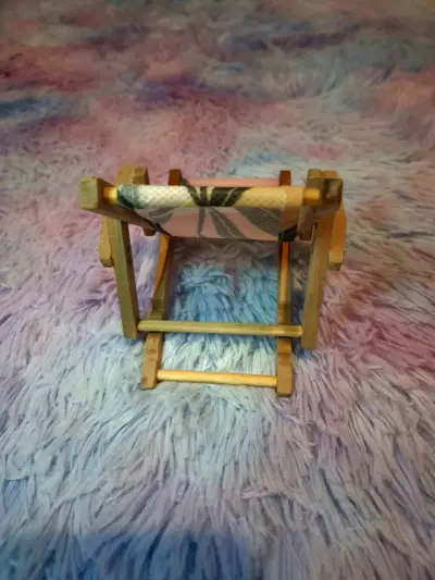 Mini silla de playa plegable de madera y tela - miniatura 5