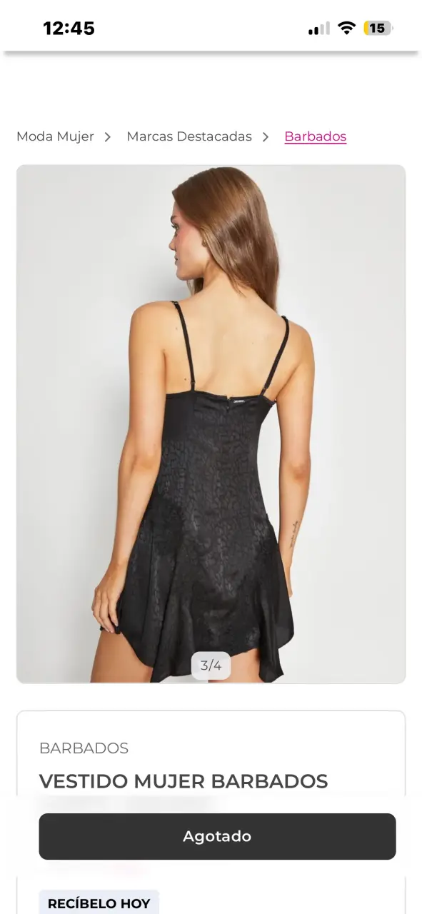 Vestido negro de encaje para mujer Barbados - 2