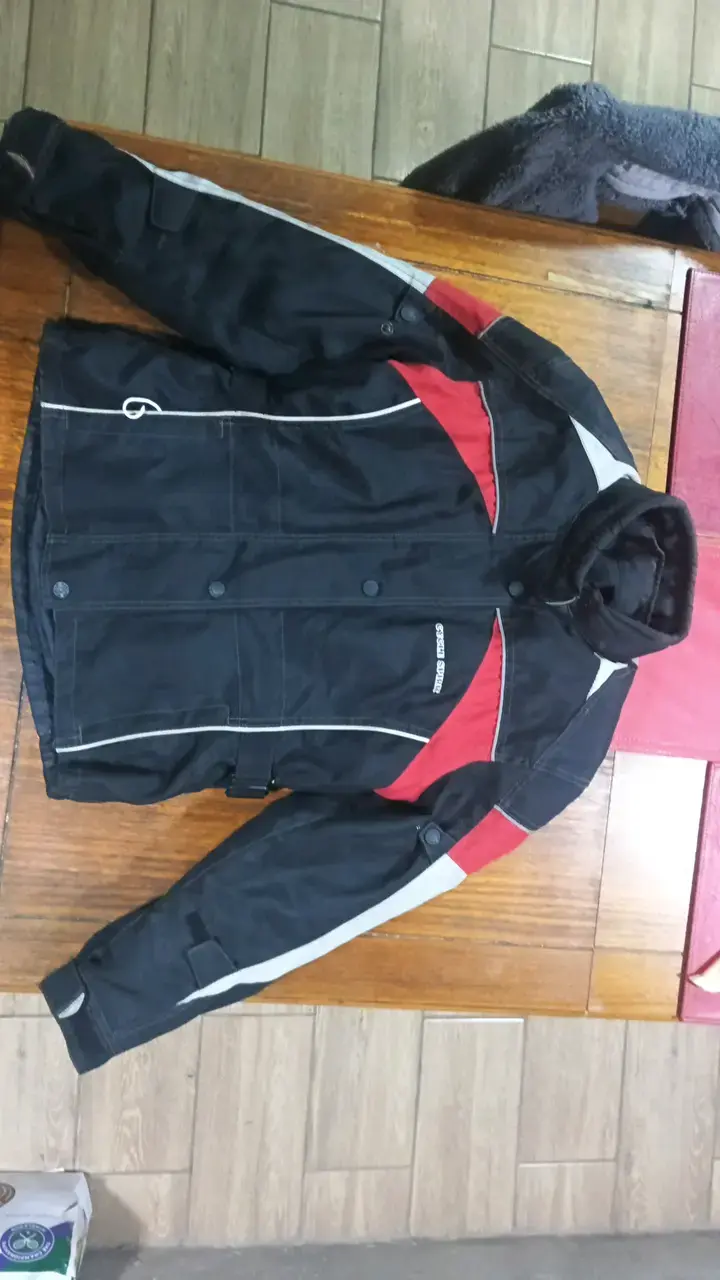 Chaqueta de moto negra y roja para hombre - 1
