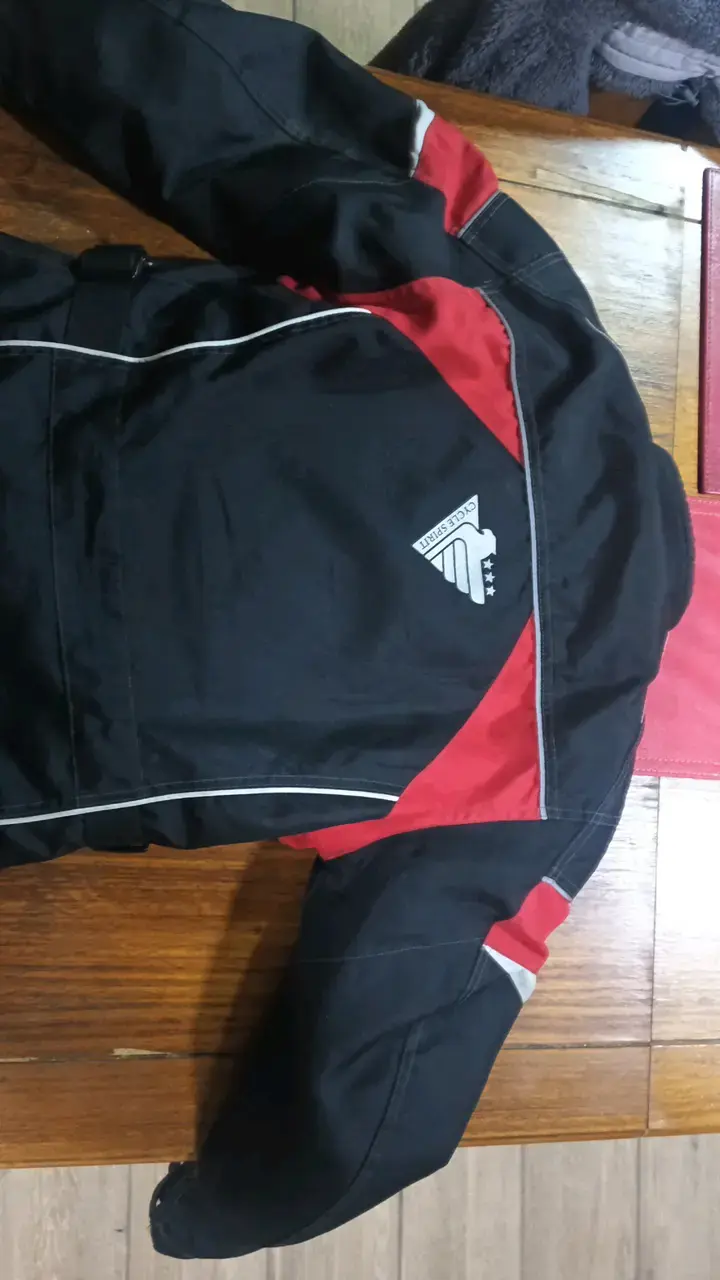 Chaqueta de moto negra y roja para hombre - 6